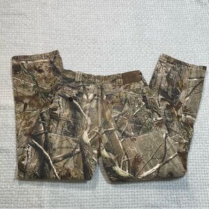 Cabelas Real Tree Camo Pants Distressed Green Tan Brown Gray Size 32 Reg.